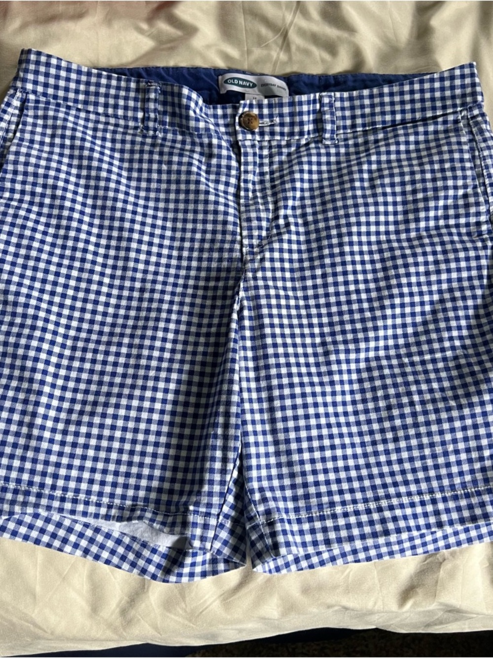 Old Navy Navy and White Gingham Everyday Shorts Size 14
